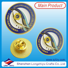 Stamped Round Soft Enamel Badge with Gold Plated (LZY-1000040)